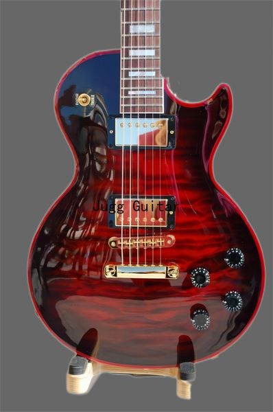 

quilted maple deep red window explosive electric guitar ebony fingerboard, red binding, red inl258