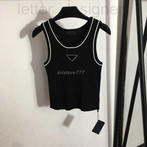 

women's t-shirt designer 23ss women designer tee vest knits jogging t shirts with triangles embroidery letters crop high end brand str, White