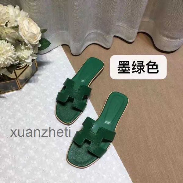 

oran slipper baida shoes summer slippers bear designer women's sandal 2023 color matching leather flat sandals for tourism litchi patte