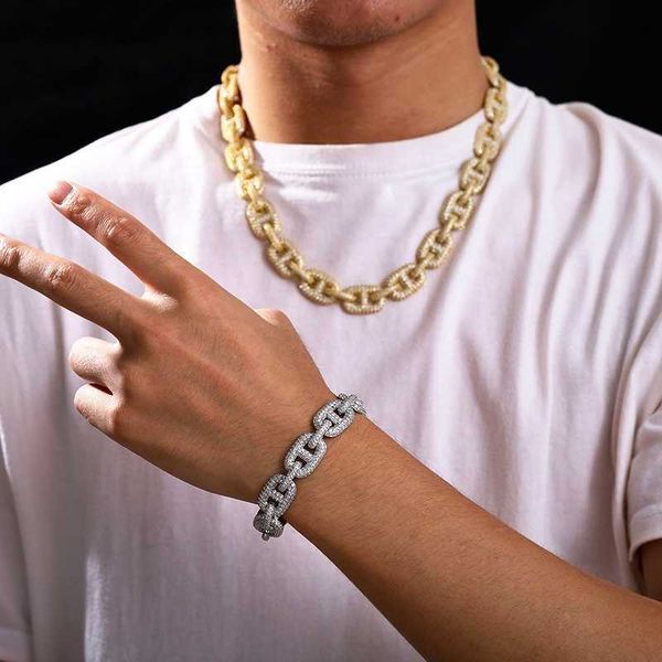 

hailer hip hop bling jewelry 8mm 10mm 12mm 15mm 20mm vvs moissanite necklace iced out cuban link chain, Silver