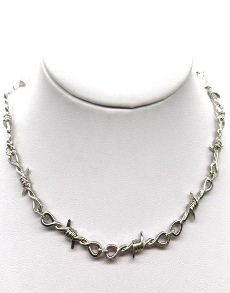

small wire brambles iron choker necklace women hiphop gothic punk style barbed wire little thorns chain choker gifts5522135, Silver