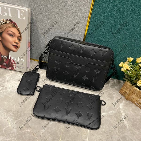 

10a luxurys designer bag men women 3pcs trio genuine leather messenger purse crossbody bags shopping bag shoulder bag handbags wallets tote