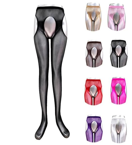 

2021 socks women fishnet tight open crotch elastic party club stockings panty hose nylon plus size mesh pantyhos9805634, Pink;yellow
