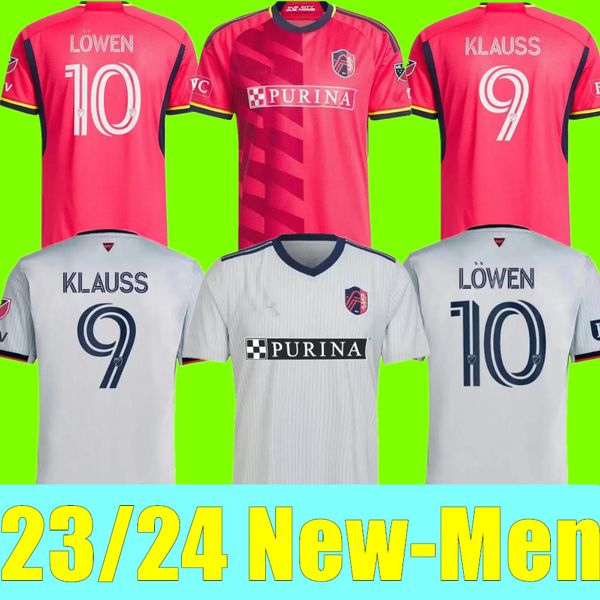 

2023 2024 st.  ouis city soccer jerseys mls home away st louis''red' sc white nilsson 4 klauss 9 nelson gioacchini vassilev, Black;yellow