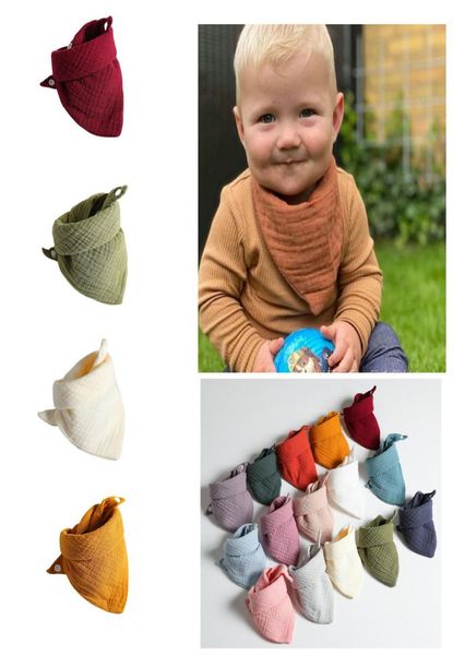 

15 colors baby cotton bibs infant soft burp cloths feeding lunch bib towel triangle scarf double button newborn scarf8165884