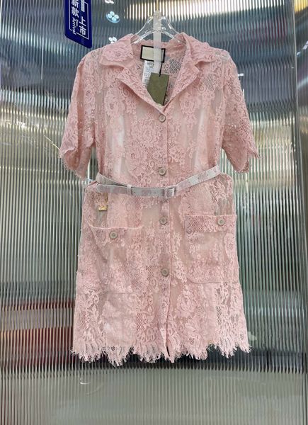 

basic & casual dresses european fashion brand 2023 summer new letter pattern jacquard lace short sleeve dress, Black;gray