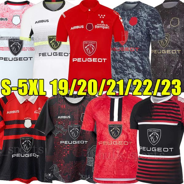 

23/24 biarritz toulouse rugby jerseys 2023 champion stade toulousain rctoulon union bordeaux begles home away perpignan domicile exterieur s, Black;gray