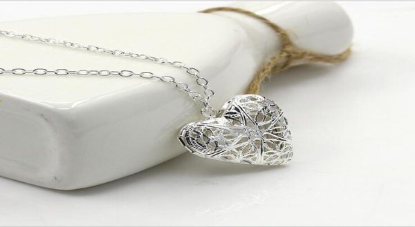 

locket pendant necklaces carving hollow heart necklace po frame lovers gift silver jewelry for bridal wedding necklace2395733