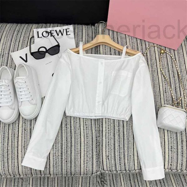 

women's blouses & shirts designer summer new elegant patch embroidery design with hanging strap, off shoulder, versatile short shirt fo, White