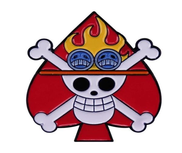 

movie one piece fire fist ace logo brooch anime metal badge horror heart skull enamel pin anime lover accessories4128082, Blue