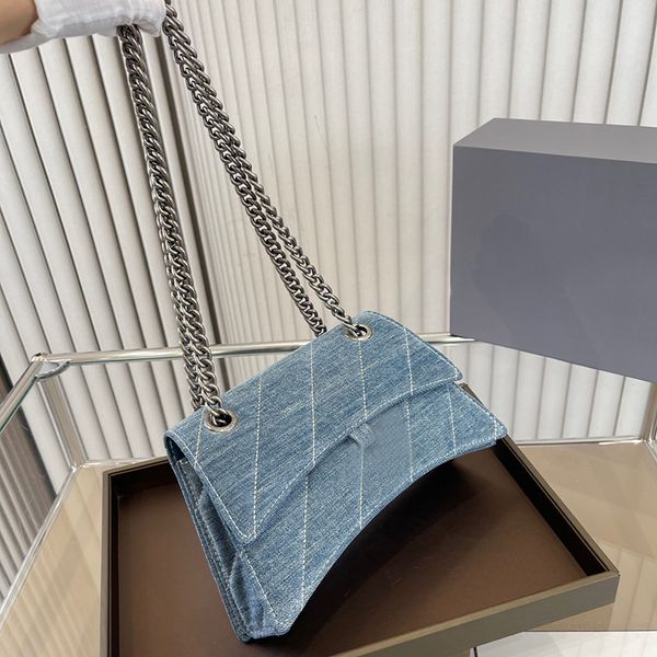 

blue denim chain bag flap vintage bag quilted crescent bag designer bag totes women luxury crossbody bag shoulder bag flap purse classic let