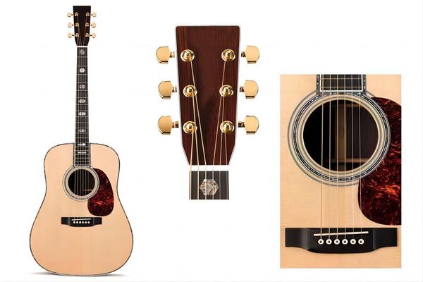 

deluxe acoustic dreadnought guitar natural solid spruce ebony fingerboard