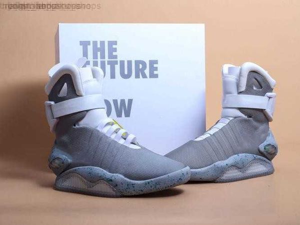 

2022 authentic mag back to the future marty mcfly led boots mens lighting sneakers with box men winter ankle shoes size 40-47, Black