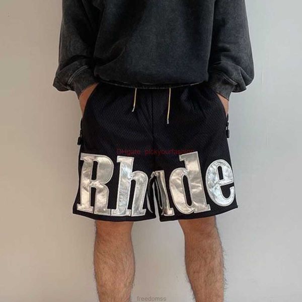 

designer short fashion casual clothing beach shorts genuine rhude drawstring mesh basketball breathable sports shorts high street loose beac, White;black