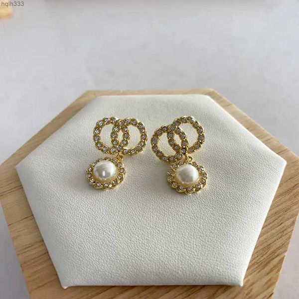 

designer letter pearl earrings diamond pendant gold earrings luxury jewelry for women fashion brand silver wedding non-fading non-allergic, Golden;silver