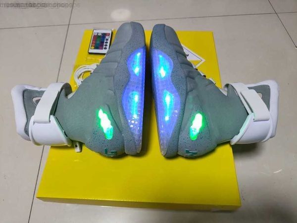 

2023 men shoes back to the future automatic laces air mag sneakers marty mcfly's led shoes back to the future glow in dark gray mcflys, Black