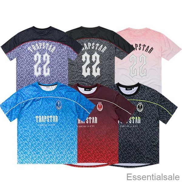 

trapstar 2023 summer t shirt designer mens football jersey casual short sleeve loose mesh quick dry gradient streetwear t-shirt p5fv, White;black