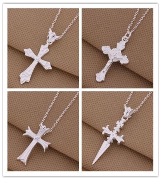 

mixed order 925 silver cross pendant necklace fashion jewelry 20pcslot8034717