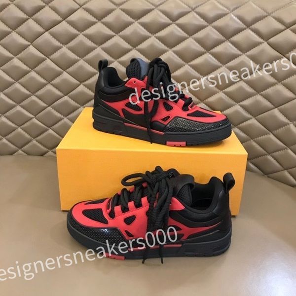 

2023 new luxury designer men shoes sneakers calfskin trainers basketball white grey thick bottom sneakers leather platform shoe, Black