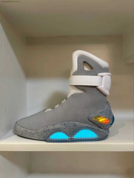 

2023 new automatic laces sneakers led shoes dark gray marty mcfly 's lighting marty mcflys air mag back to the future glow in the mags, Black