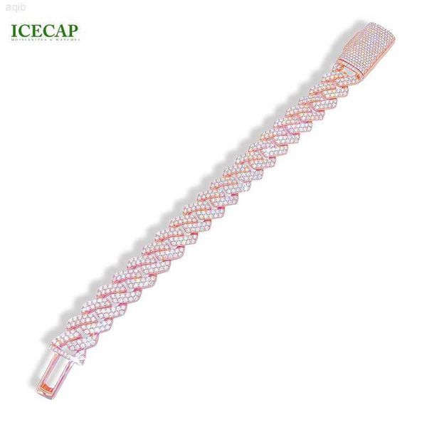 

fashion jewelry 925 sterling silver rose gold plated moissanite men women iced out hip hop cuban chain bracelet