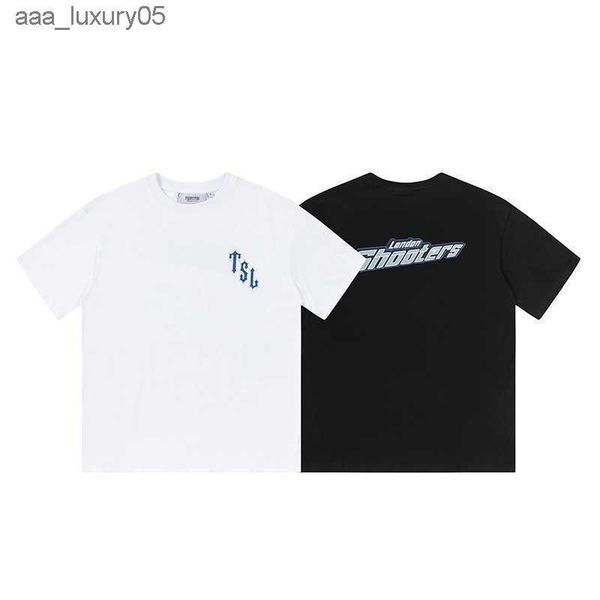 

designer fashion clothing tees tshirt american street trend label trapstar shooters printed short sleeved summer loose fitting casual men&#0, White;black