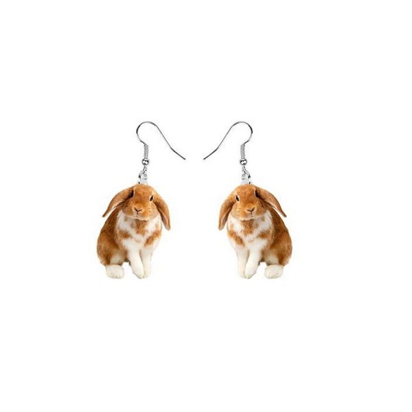 

women cartoon animals dangle earrings cock yak hamster pig chick ear hook hedgehog rabbit cat earring drop alloy acrylic ornaments european, Silver