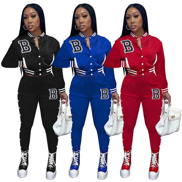 

fashion sportswear women tracksuits burb designer tracksuit baseball jacket pants two-piece womens cardigan jackets sweatpants set sports su, Gray