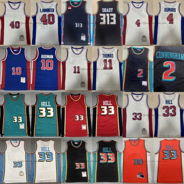 

mitchell and ness 1998-99 baskeball 10 dennis rodman jerseys retro stitched 313 shady 11 isiah thomas grant hill bill laimbeer joe dumars ca, Black;red