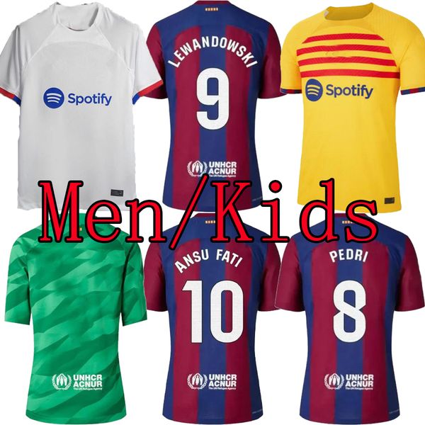 

23 24 lewandowski soccer jersey gavi camiseta de futbol pedri ferran 2024 fc ansu fati raphinha men kids kit football shirt, Black;yellow
