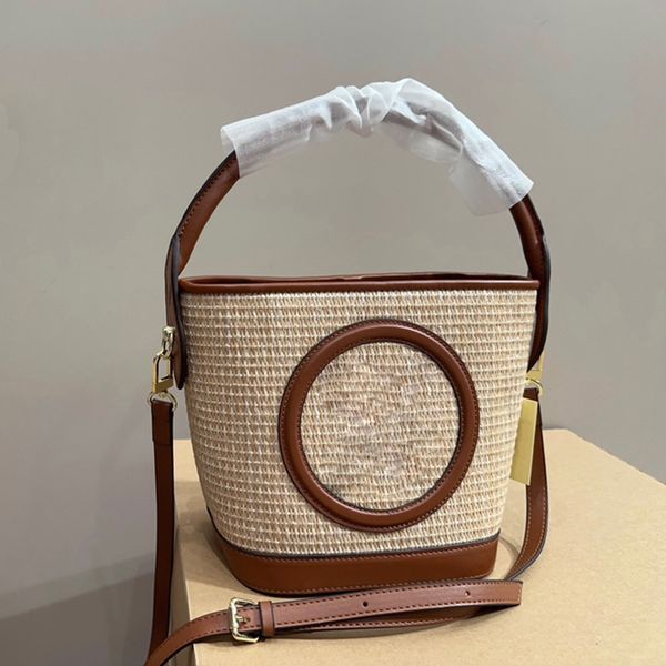 

raffia totes bag designer bags straw bag women tote bag calfskin leather handle bag wallet purse beach shopping bag with box