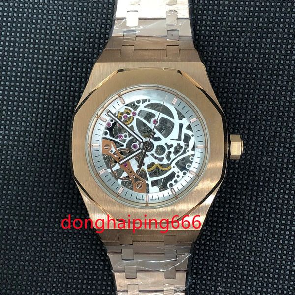 

fashion watch new mens fully automatic mechanical movement hour fand display wristwatches luxury metal strap waterproof watch with box, Slivery;brown