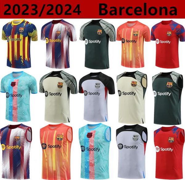

23/24 men barcelona tracksuit football jersey barcelona set training jersey 23/24 short sleeve tank top, Black;yellow