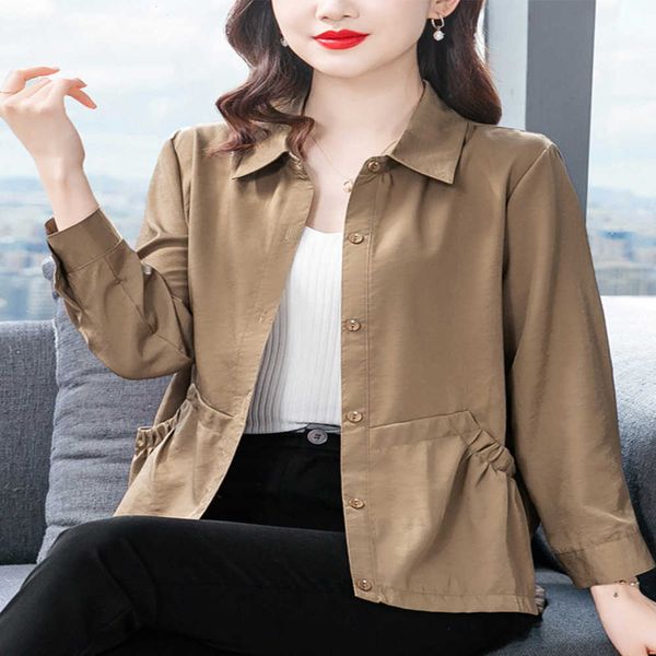 

wife's fashionable trench 2022 spring and autumn long mother's covering belly loose coat shows thin for faux leather jacket women, Black