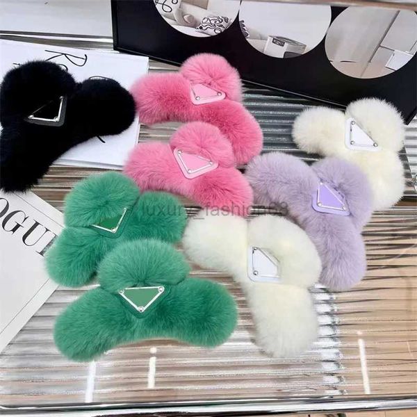 

winter fluffy hair clips designer womens hairpins fashion letter hair pin luxury fuzzy girls hairclips lady casual shark clip headwear