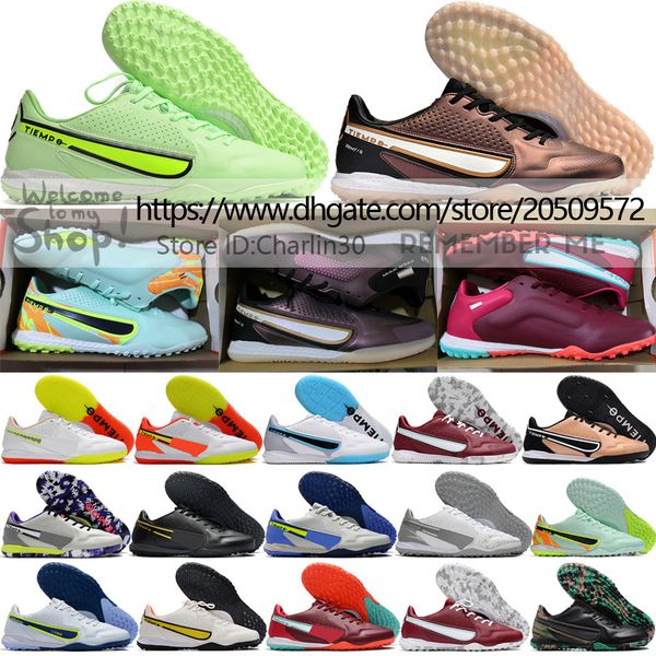 

send with bag quality football boots tiempo legend 9 pro tf ic mens indoor turf soccer cleats soft leather comfortable trainers lithe md sol, Black