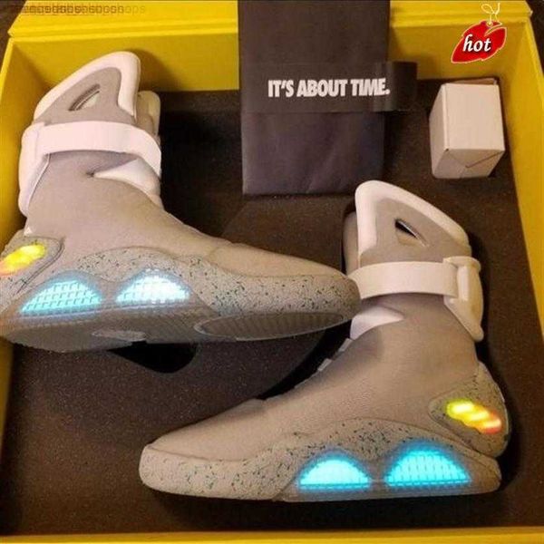 

sandals mag automatic laces shoes air back to the future glow in the dark gray sneakers marty mcfly's led shoes lighting marty mcflys m, Black