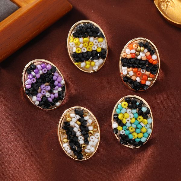 

popular geometric ring fashion retro opening adjustable colored stone crystal ring, Golden;silver