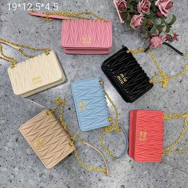 

miu bag designer bags miu crystal chain small square bag new soft genuine leather shoulder bags pleated bag women's small network red b