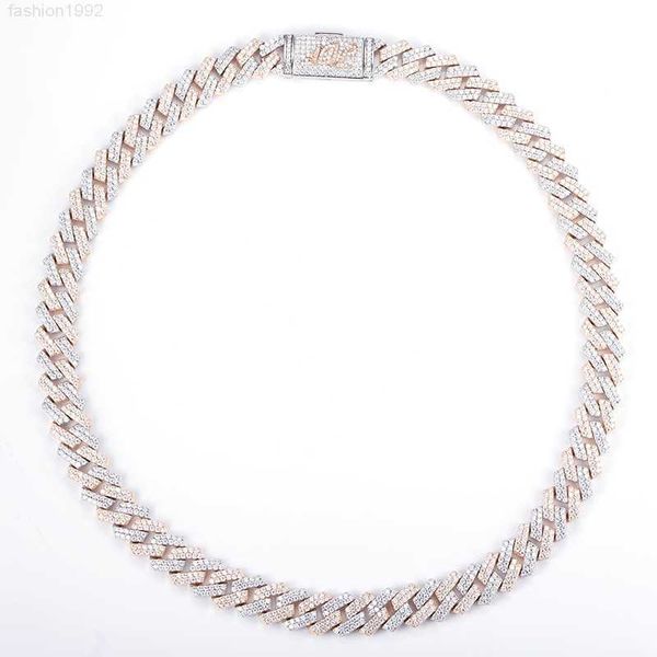 

msn-518 iced out hip-hop jewelry men's moissanite cuban link chain, Silver