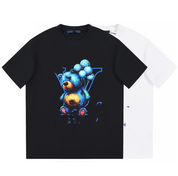 

mens tees cartoon cute print womens tshirt streetwear pure cotton male female clothes soft and comfortable new short sleeve t-shirt, Black;brown