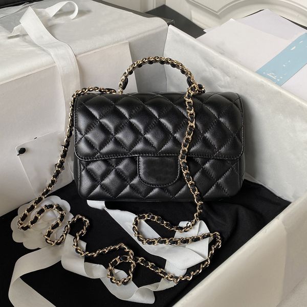 

designer shoulder bag with crystals handle genuine leather women cf handbag blue black fashion lady crossbody bag small purse with box as414