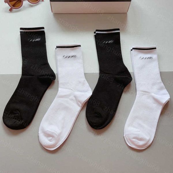 

23ss stocking designer women socks 4 pairs in box color-striped letter stockings pure cotton sweat-absorbent comfortable womens clothes a1, Black;white