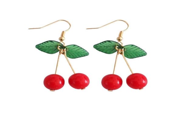 

red cherry earrings eardrop sweet fruit fresh cherry eardrop female fashion youth beautiful girl students earrings for women2672513, Golden;silver