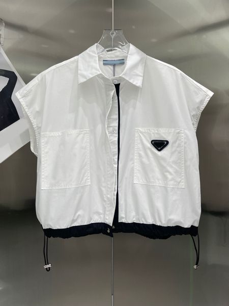 

women's jackets button down turndown collar sleeveless loose shirts jacket casual oversized outwear jackets with pockets, Black;brown
