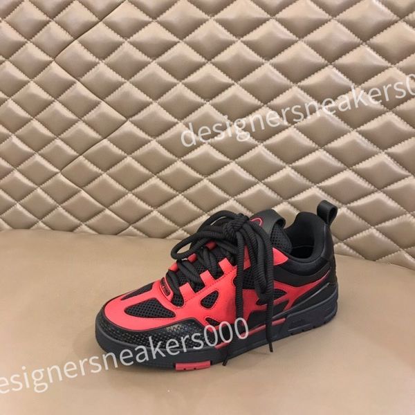 

new luxury designer men shoes sneakers calfskin trainers basketball white grey thick bottom sneakers leather platform shoe, Black