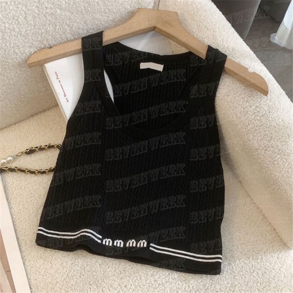 

letter knits tank women designer sport vest slim tight tanks knitted sleeveless yoga tees, White
