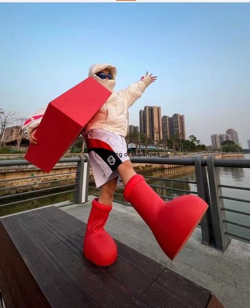 

mschf big red boots 2023 astro boy boot cartoon into real life fashion men women kids foamthick bottom rubber platform with oversized shoes, Black