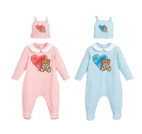 

baby rompers boy girl kids 12 years old newborn designer jumpsuits long sleeve cotton clothing bibshat8583268, Blue