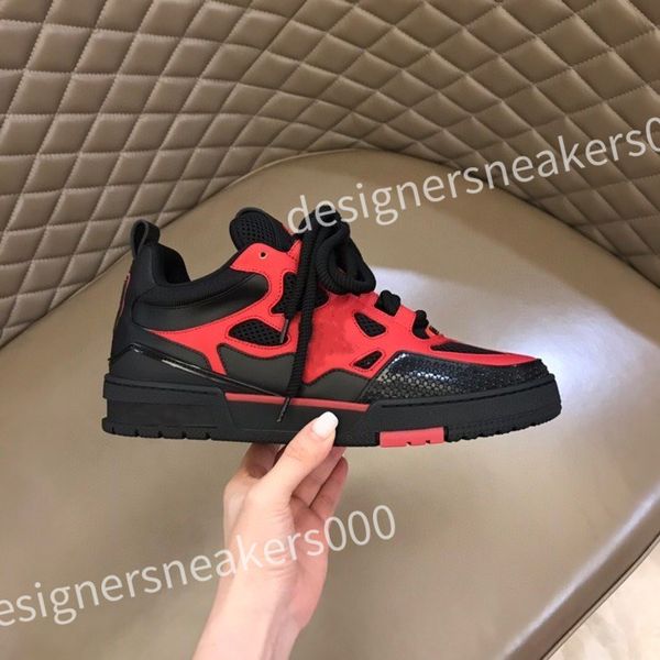 

new luxury designer men shoes sneakers calfskin trainers basketball white grey thick bottom sneakers leather platform shoe, Black